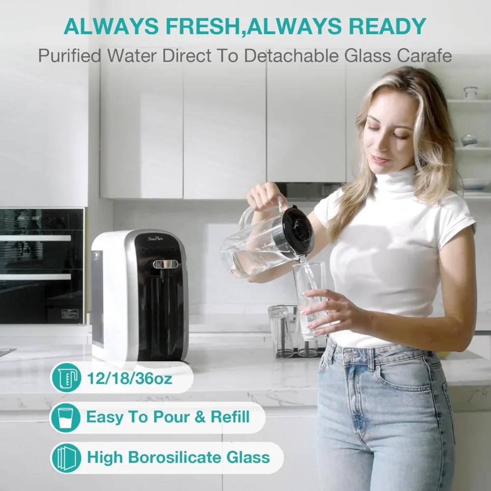 SimPure Y7T-BW-A 5-Stage Countertop RO System with Portable Glass Water Pitcher & Extra Alkaline Remineralization - Image 12