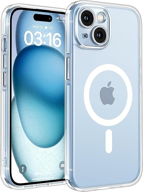 TOCOL Magnetic for iPhone 15 Case, Non-Yellowing, Full Camera Protection, Compatible with Magsafe, Military Grade Protection, Bumper for iPhone 15 6.1 Inch (Clear)