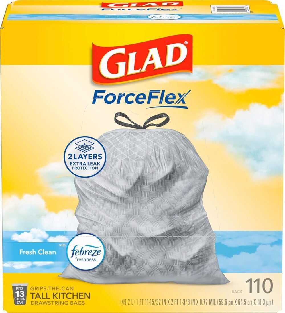 Glad Tall Kitchen Drawstring Trash Bags - Odorshield 13 Gallon White Trash Bag - Image 9