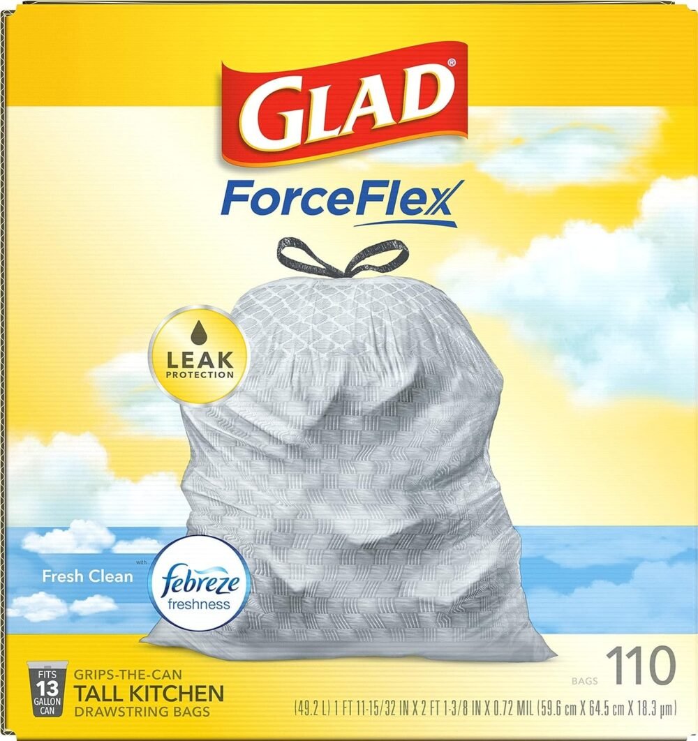 Glad Tall Kitchen Drawstring Trash Bags - Odorshield 13 Gallon White Trash Bag - Image 11