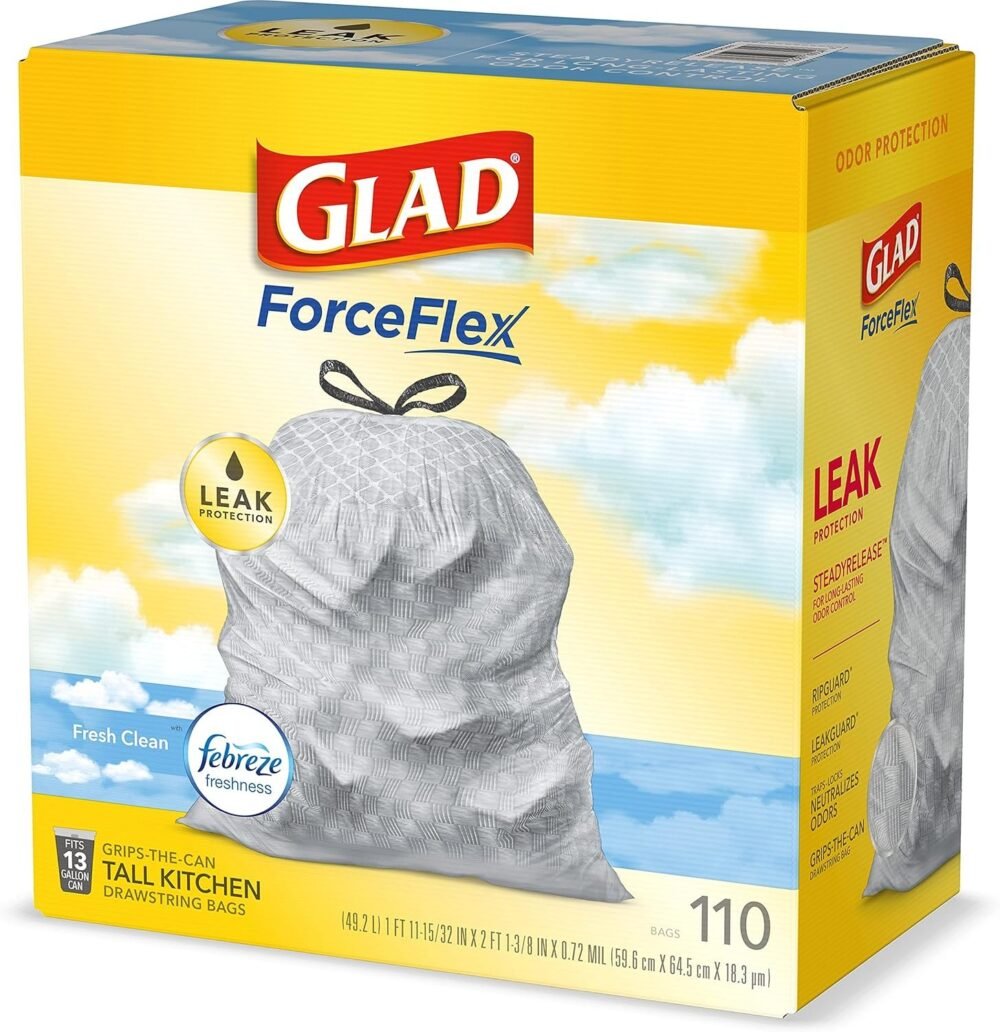 Glad Tall Kitchen Drawstring Trash Bags - Odorshield 13 Gallon White Trash Bag - Image 10